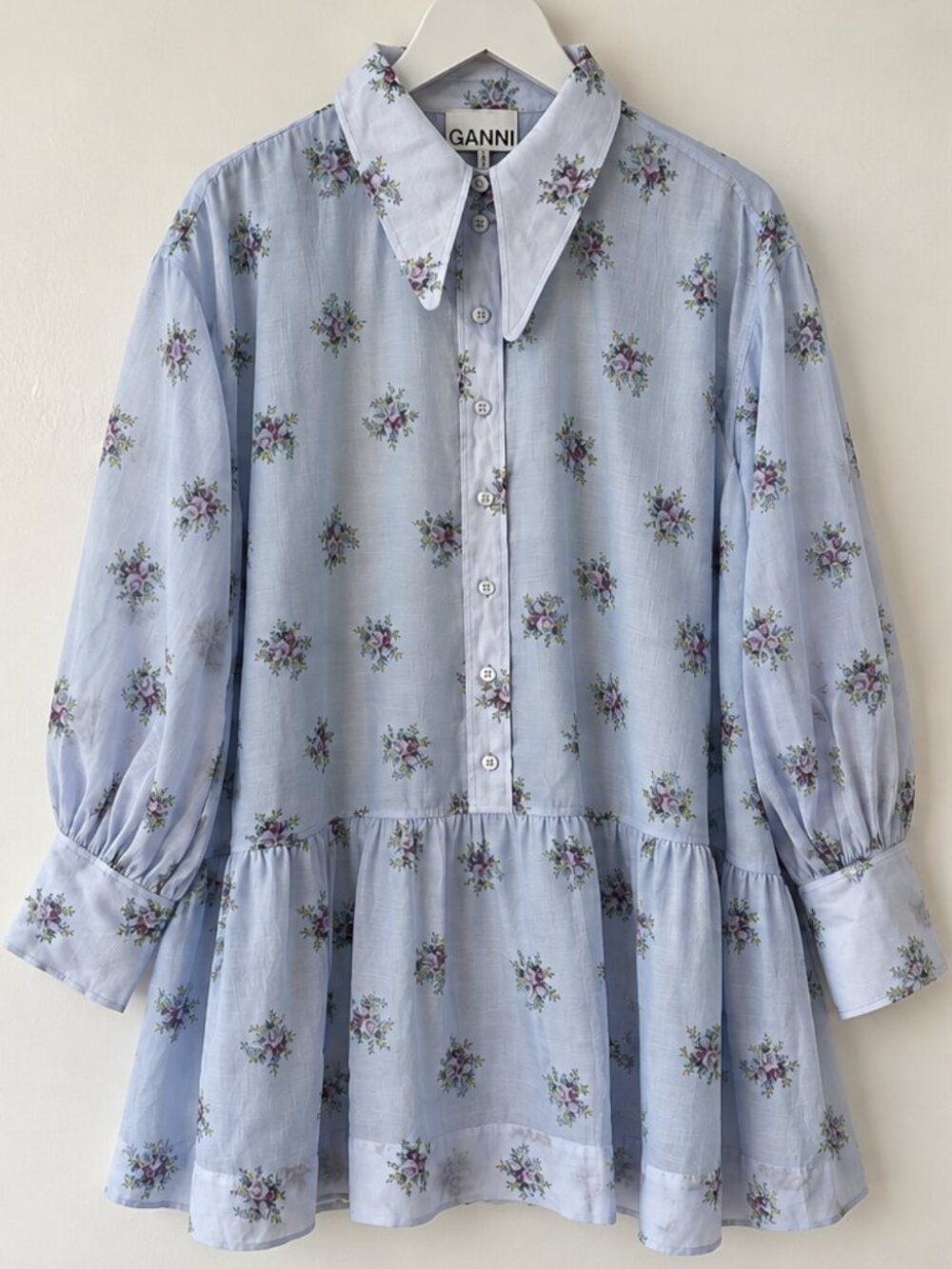 GANNI BABYDOLL FLORAL MINIDRESS